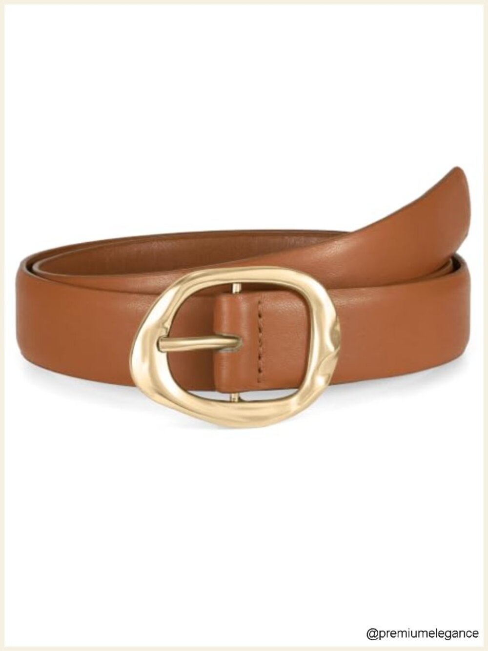 Women's PU Leather Belt with Gold Buckle, Casual Waist Belt for Jeans Pants